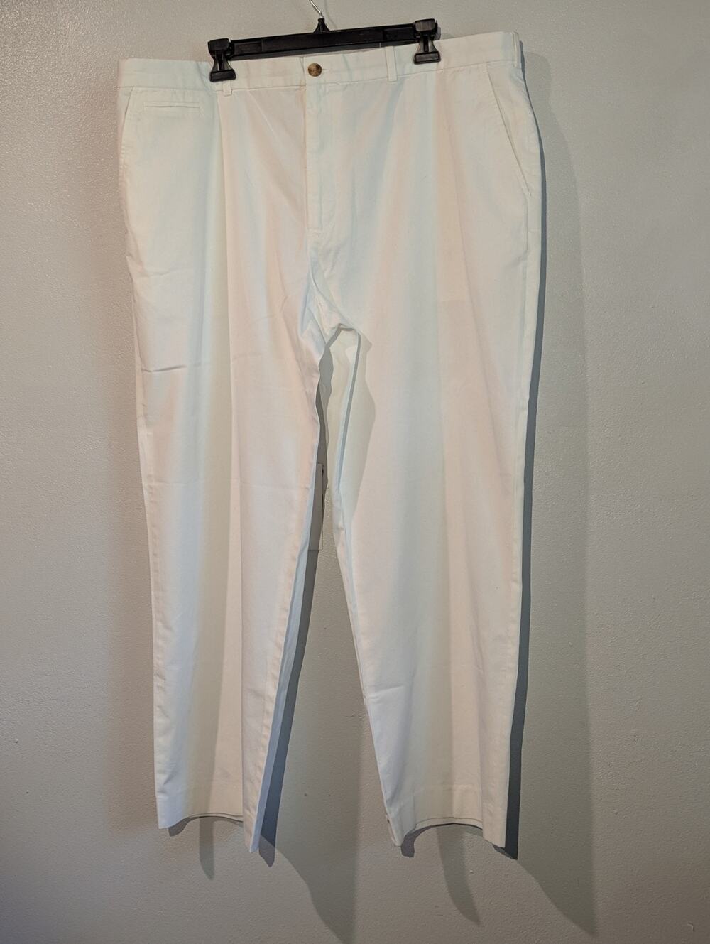 Perry Ellis Chino Men Sz 40 X 28 Cotton Dress Pants White Flat Front 5 Pocket
